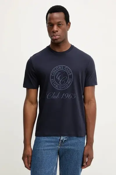 Bavlněné tričko United Colors of Benetton pánské, fialová barva, s potiskem, 3I1XU1096