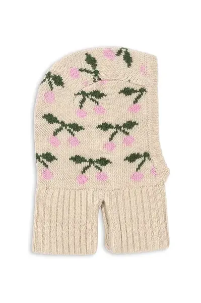 Kukla s přídavkem vlny Konges Sløjd BELOU KNIT BALACLAVA béžová barva, KS103710