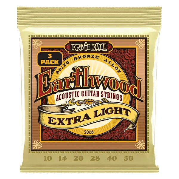 Ernie Ball 3006 Earthwood Extra Light 80/20 Bronze 3-Pack