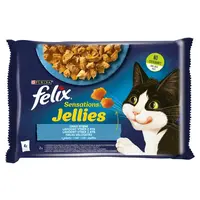 Felix Sensations Jellies lahodný výběr z ryb v želé - s lososem a treskou tmavou 12 x (4 x 85 g)