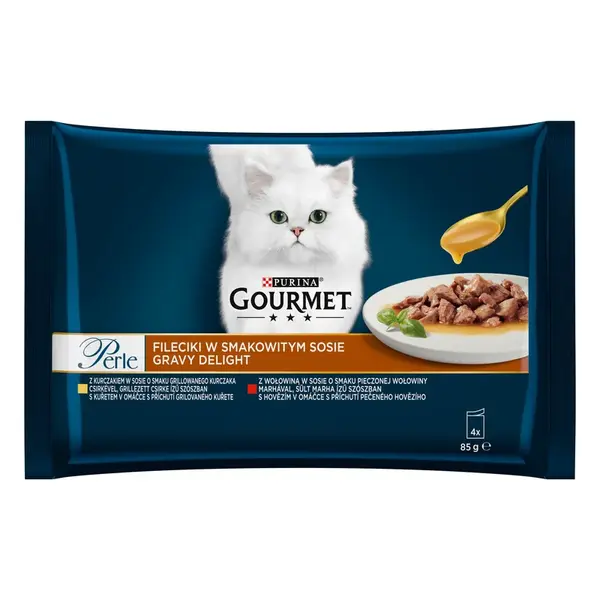 Gourmet Perle Gravy Delight - kuřecí a hovězí 4 x 85 g