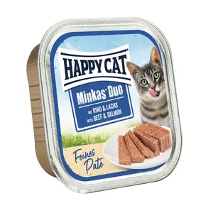 Happy Cat Minkas Duo - Hovädzie mäso a divoký losos 16 x 100 g