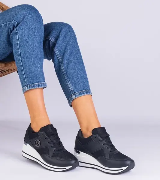 Gemre Eralda women's black sneakers adorned with a metallic insert