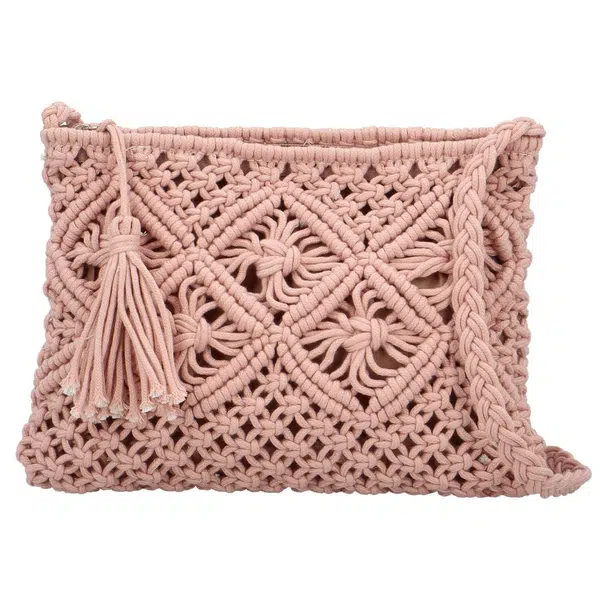 Módní dámská pletená crossbody kabelka Afrodita, růžová