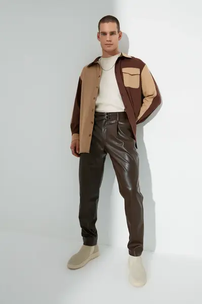 Pánské kalhoty Trendyol Brown