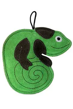 Hračka pes Leather chameleon kůže zelená 16cm Kiwi