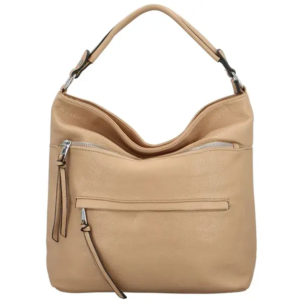 Trendy dámská koženková kabelka na rameno Aurella, béžová
