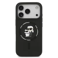 Zadní kryt Karl Lagerfeld Liquid Silicone Karl and Choupette MagSafe pro Apple iPhone 17 Pro, černá