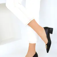 Soho Women's Black-Gold Classic Heeled Shoes 18474