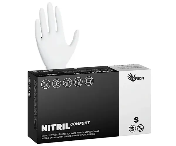 Nitrilové rukavice Espeon Nitril Comfort - 100 ks, biele, veľkosť S (100020) + darček zadarmo