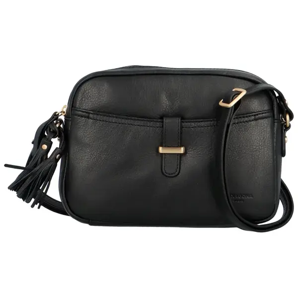 Dámska kožená crossbody kabelka čierna - Hexagona Dornie