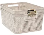 Úložný košík (2 ks) 24,5x19 cm, béžový%