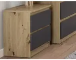 Skrinka/nočný stolík Carlos 40 cm, dub artisan/grafit, 2 zásuvky%