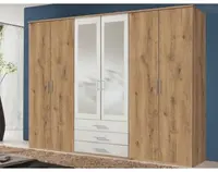 Šatníková skriňa Ben, 270 cm, doskový dub/biela%