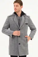 PLT8371 DEWBRRY PÁNSKY KABÁT-DIAGONÁLNY ČIERNO-SIVÝ