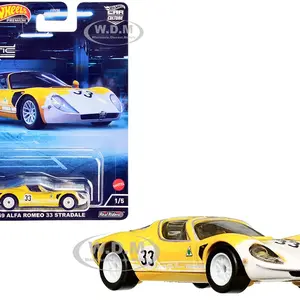 1969 Alfa Romeo 33 Stradale 33 Yellow and White "Exotic Envy" Series Diecast Model Car by Hot Wheels