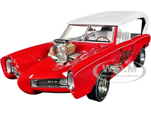 Monkeemobile Red with White Top and Interior "The Monkees" with Four Monkees Figure Cutouts "Silver Screen Machines" Series 1/18 Diecast Model Car by