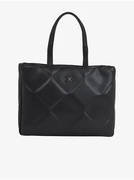 Černá dámská vzorovaná kabelka Calvin Klein Re-Lock Quilt Tote - Dámské