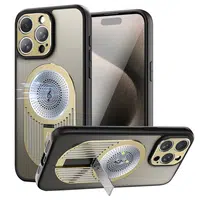 Magnetic Phone Case for iPhone 16 Pro Max Shockproof Bracket Aromatherapy & Heat-Dissipating Golden