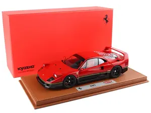 Ferrari F40 Red and Black with Gold Stripes with DISPLAY CASE Limited Edition to 102 pieces Worldwide 1/18 Diecast Model Car by BBR and Kyosho
