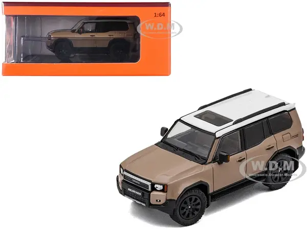 Toyota Land Cruiser Prado 250 Beige with White Top 1/64 Diecast Model Car by GCD