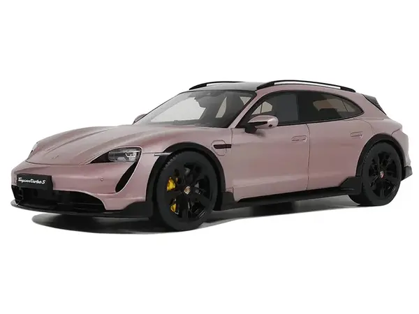 2022 Porsche Taycan Turbo S Cross Turismo Pink Metallic 1/18 Model Car by GT Spirit