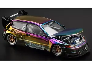Pandem Civic EG6 RHD (Right Hand Drive) Magic Chrome "Indonesia Diecast Expo 2024 Exclusive" 1/64 Diecast Model Car by Pop Race