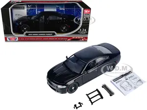 2023 Dodge Charger Pursuit Police Car Black "Custom Builders Kit - Law Enforcement and Public Service" Series 1/24 Diecast Model Car by Motormax