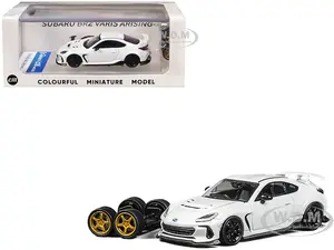 Subaru BRZ "Varis Arising-1" RHD (Right Hand Drive) White with Extra Wheels 1/64 Diecast Model Car by CM Model