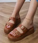 marka niezdefiniowana Brown sandals with buckles on straps Wollis