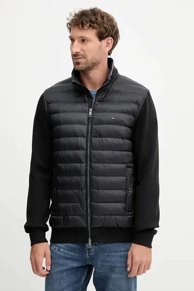 Bunda Tommy Hilfiger černá barva, přechodná, MW0MW41329