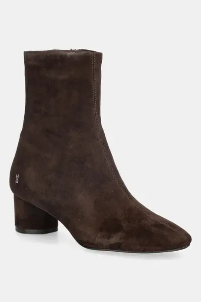 Semišové boty Nokwol Alyssa Brown Suede dámské, hnědá barva, na podpatku, Alyssa Brown Suede