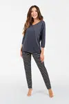 Betty ́s pyjamas, 3/4 sleeves, long legs - graphite/graphite print