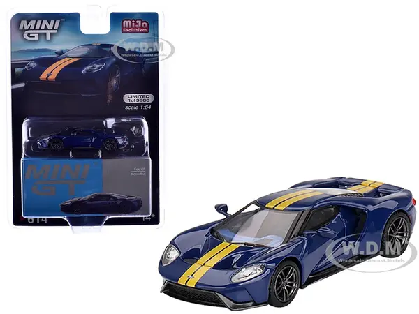 Ford GT Sunoco Blue with Yellow Stripes Limited Edition to 3600 pieces Worldwide 1/64 Diecast Model Car by Mini GT
