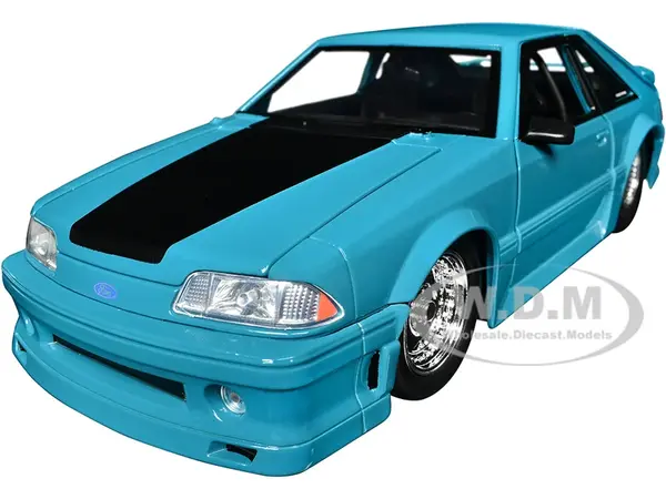 1989 Ford Mustang GT Blue with Black Hood Stripes "Fast &amp; Furious" Series 1/24 Diecast Model Car by Jada