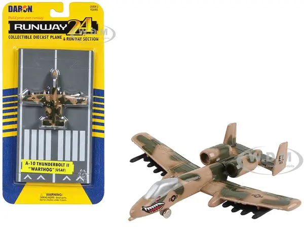 Fairchild Republic A-10 Thunderbolt II "Warthog" Attack Aircraft Camouflage "United States Air Force" with Runway Section Diecast Model Airplane by R