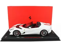 Ferrari 812 Competizione Aperta Bianco Italia Matt White with Red Stripe and Red Interior with DISPLAY CASE Limited Edition to 70 pieces Worldwide 1/