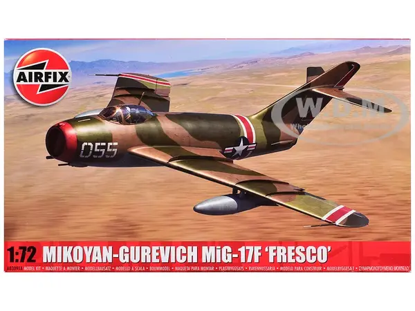 Level 2 Model Kit Mikoyan-Gurevich MiG-17F "Fresco" Fighter Aircraft with 2 Scheme Options 1/72 Plastic Model Kit by Airfix