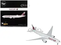 Boeing 777F Commercial Aircraft "Qatar Cargo" (A7-BFT) Gray with Tail Graphics "Gemini 200 - Interactive" Series 1/200 Diecast Model Airplane by Gemi