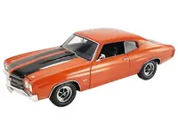 1970 Chevrolet Chevelle SS 454 LS6 "Sunkist" Orange with Black Hood Stripes Limited Edition to 300 pieces Worldwide 1/18 Diecast Model Car by ACME