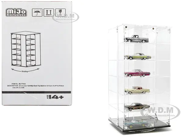 Showcase 24 Car Display Desktop Spinner with Cover "Mijo Exclusives" for 1/64 Scale Models