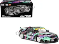 Nissan Skyline GT-R (R33) "HKS V1" RHD (Right Hand Drive) Black with Graphics (Designed by Jun Imai) "Kaido House" Special 1/64 Diecast Model Car by