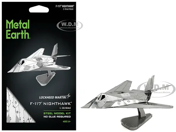 Model Kit Lockheed Martin F-117 Nighthawk Stealth Aircraft "United States Air Force" (Moderate Difficulty) Steel Model by Metal Earth