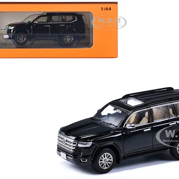 Toyota Land Cruiser 300 Black 1/64 Diecast Model Car by GCD