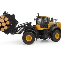 Komatsu WA475-10 Wheel Loader Yellow with Log Grapple and Log Accessories 1/50 Diecast Model by Universal Hobbies