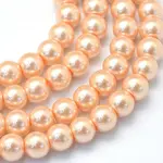 Baking Painted Pearlized Glass Pearl Round Bead Strands