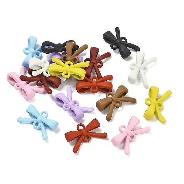 Spray Painted Alloy Bowknot Connector Charms