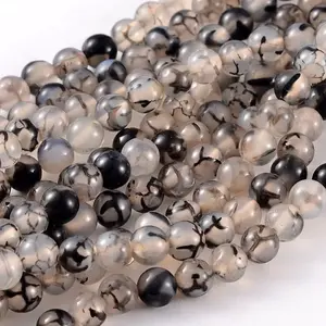 Natural Dragon Veins Agate Beads Strands