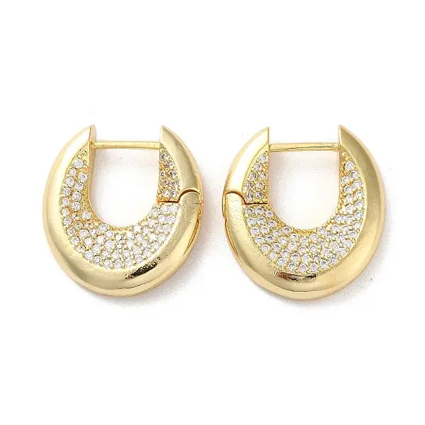 Brass Pave Cubic Zirconia Hoop Earrings for Women