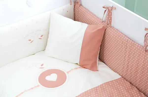 Posteľná súprava do postieľky 80x130cm carmen - biela/lososová